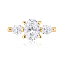 Load image into Gallery viewer, Oval & Marquise Three Stone Engagement Ring