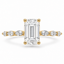 Load image into Gallery viewer, Emerald Cut Engagement Ring - Marquise Diamond Set Shoulders