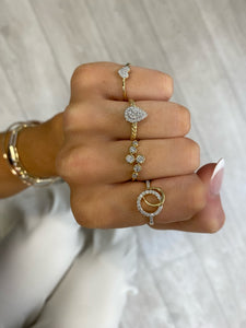 Pear Cluster Braided Ring set in 18ct Gold