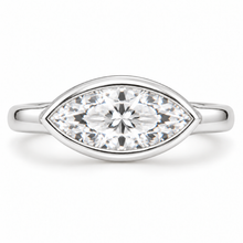 Load image into Gallery viewer, Marquise Cut Engagement Ring - Rubover set East-West