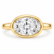 Load image into Gallery viewer, Oval Cut Engagement Ring - Rubover set East-West
