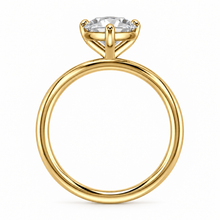 Load image into Gallery viewer, A yellow gold solitaire engagement ring with a pear-cut diamond set in a six-prong setting, shown on a clean white background.