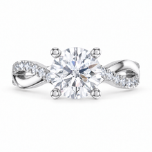 Load image into Gallery viewer, Round Brilliant Cut Engagement Ring - Twisted Diamond Set Shoulders