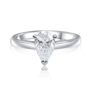 Platinum Engagement Ring 0.51ct Pear Cut - Cathedral Setting