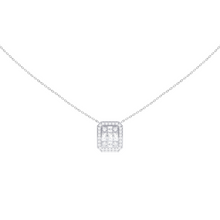 Load image into Gallery viewer, Baguette Halo Diamond Necklace 0.28ct set in 18ct Gold
