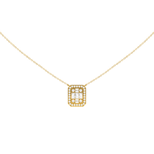 Baguette Halo Diamond Necklace 0.28ct set in 18ct Gold