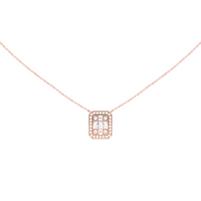 Load image into Gallery viewer, Baguette Halo Diamond Necklace 0.28ct set in 18ct Gold
