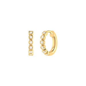 Diamond Rub Over Small Hoop Earrings 0.09ct set in 18ct Gold