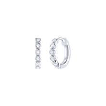 Load image into Gallery viewer, Diamond Rub Over Small Hoop Earrings 0.09ct set in 18ct Gold
