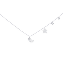 Load image into Gallery viewer, Moon and Stars Diamond Necklace 0.15ct set in 18ct Gold
