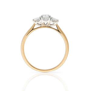 18ct Yellow Gold Oval Three Stone Ring 0.95ct