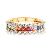 Load image into Gallery viewer, Sapphire Rainbow Princess Dress Ring 1.49ct set in 18ct Rose Gold