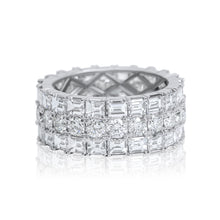Load image into Gallery viewer, 18ct Gold 3 Row Baguette & Round Brilliant Cut  Diamond Dress Ring 6.05ct - Full