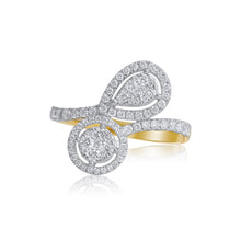 Load image into Gallery viewer, 18ct Yellow Gold Pear & Round Twist Diamond Dress Ring 0.64ct