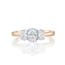 Load image into Gallery viewer, 18ct Yellow Gold Oval Three Stone Ring 0.95ct
