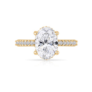 Oval Cut Engagement Ring - Hidden Halo, Diamond Shoulders