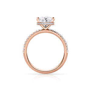 Oval Cut Engagement Ring - Hidden Halo, Diamond Shoulders