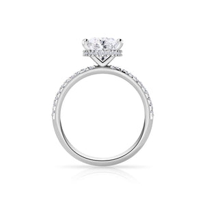 Oval Cut Engagement Ring - Hidden Halo, Diamond Shoulders