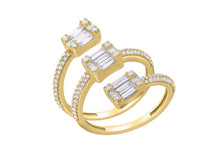 Load image into Gallery viewer, 3 Baguette Cluster Wrap Ring set in 18ct Gold
