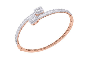 Twist Diamond Baguette Bangle set in 18ct Gold