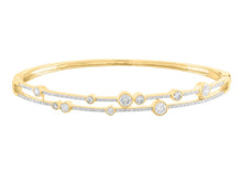 Load image into Gallery viewer, Double Row Rub Over Bangle set in 18ct Gold
