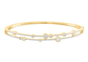 Double Row Rub Over Bangle set in 18ct Gold
