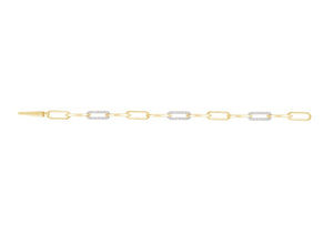 Paperclip Link Alternating Diamond Bracelet set in 9ct Gold