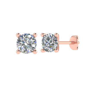 Round Brilliant Diamond Earrings set in 18ct Gold - 4 Claw