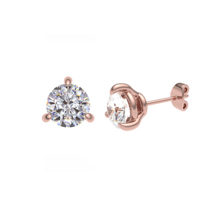 Round Brilliant Cut Diamond Earrings set in 18ct Gold - 3 Claw