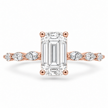 Load image into Gallery viewer, Emerald Cut Engagement Ring - Marquise Diamond Set Shoulders
