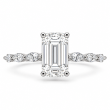 Load image into Gallery viewer, Emerald Cut Engagement Ring - Marquise Diamond Set Shoulders
