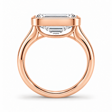 Load image into Gallery viewer, Emerald Cut Engagement Ring - Rubover set East-West
