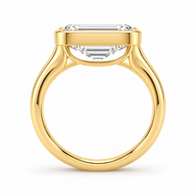Load image into Gallery viewer, Emerald Cut Engagement Ring - Rubover set East-West
