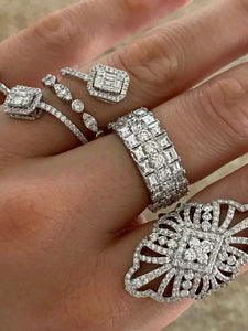 18ct White Gold Long Fancy Diamond Dress Ring 1.49ct