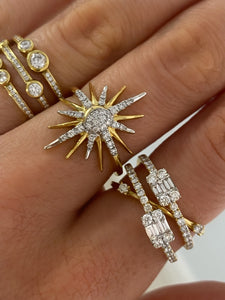 18ct Yellow Gold SunRise Diamond Dress Ring 0.21ct