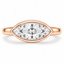 Load image into Gallery viewer, Marquise Cut Engagement Ring - Rubover set East-West
