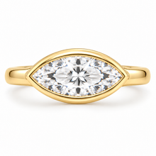 Load image into Gallery viewer, Marquise Cut Engagement Ring - Rubover set East-West
