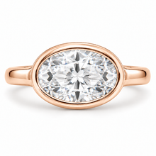 Load image into Gallery viewer, Oval Cut Engagement Ring - Rubover set East-West
