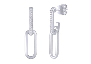Paperclip Link Diamond Earrings 0.11ct set in 18ct Gold