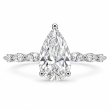Load image into Gallery viewer, Pear Cut Engagement Ring - Marquise Diamond Set Shoulders
