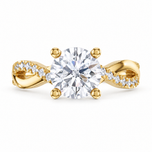Load image into Gallery viewer, Round Brilliant Cut Engagement Ring - Twisted Diamond Set Shoulders
