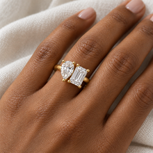 Load image into Gallery viewer, Toi et Moi Ring – Emerald Cut &amp; Pear Cut Diamonds

