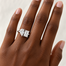 Load image into Gallery viewer, Toi et Moi Ring – Emerald Cut &amp; Pear Cut Diamonds
