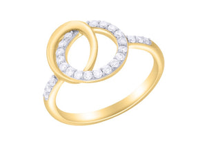 Double Open Circle Diamond Ring set in 18ct Gold