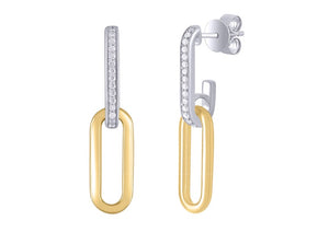 Paperclip Link Diamond Earrings 0.11ct set in 18ct Gold