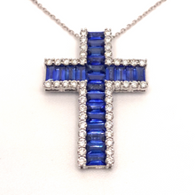 Load image into Gallery viewer, Sapphire Cross Pendant set in 18ct White Gold
