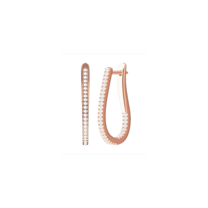 Oval Elongated Diamond Hoop Earrings 0.27ct set in 18ct Gold