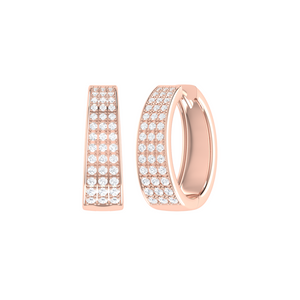 Diamond Triple Row Hoop Earrings 0.99ct set in 18ct Gold