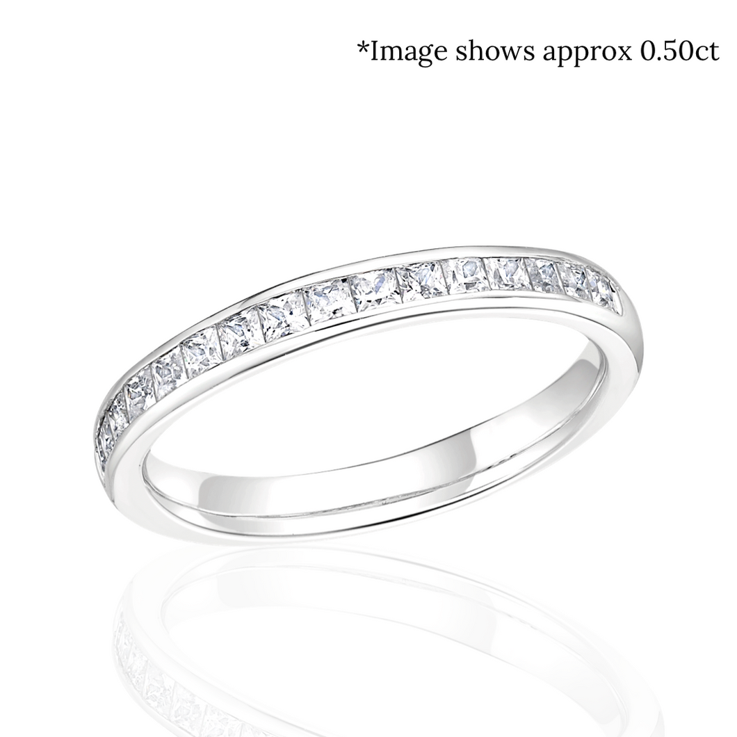 Channel set princess cut wedding band store