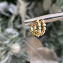 Load image into Gallery viewer, Diamond Rub Over Small Hoop Earrings 0.09ct set in 18ct Gold
